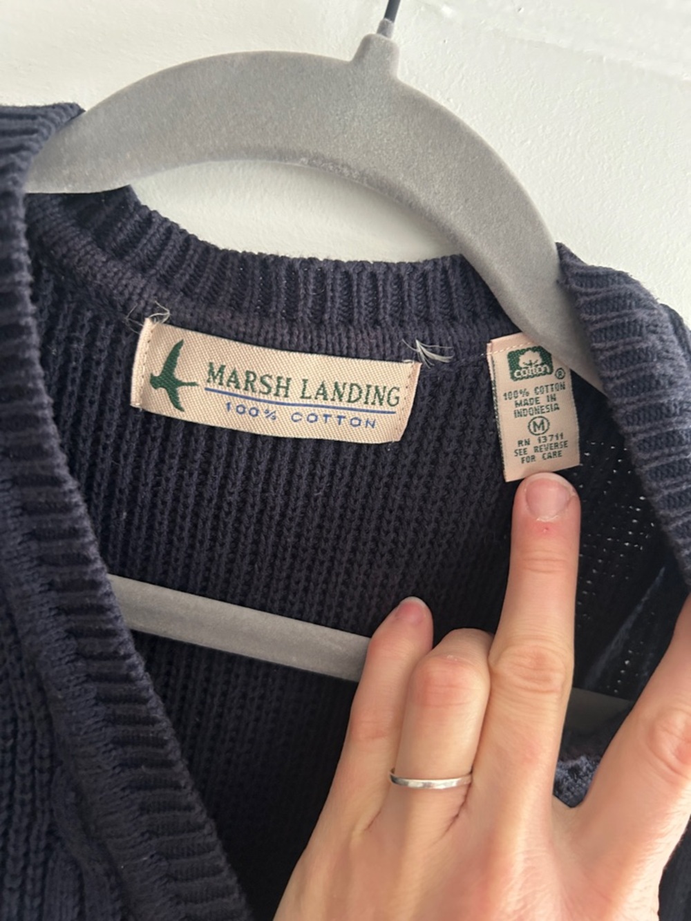 Marsh Landing Navy Cotton Cable Knit Vest - Picture 2 of 4